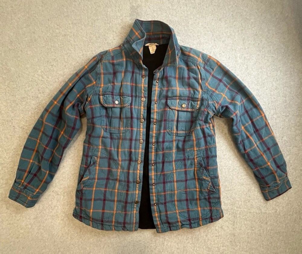 Duluth Trading Co. Plaid Lined Shacket Jacket Men’s S Blue Orange Purple